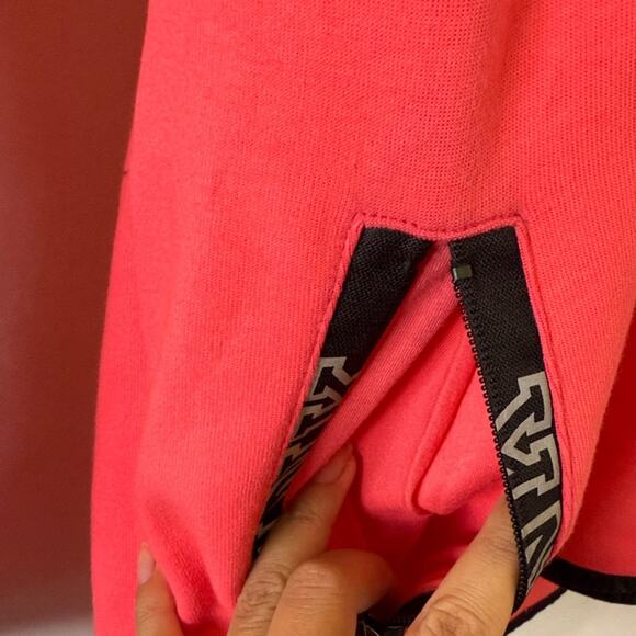 Victoria’s Secret PINK Nation Sequin Zip Hoodie L/XL Gray Reflective Thumbholes - Picture 7 of 16